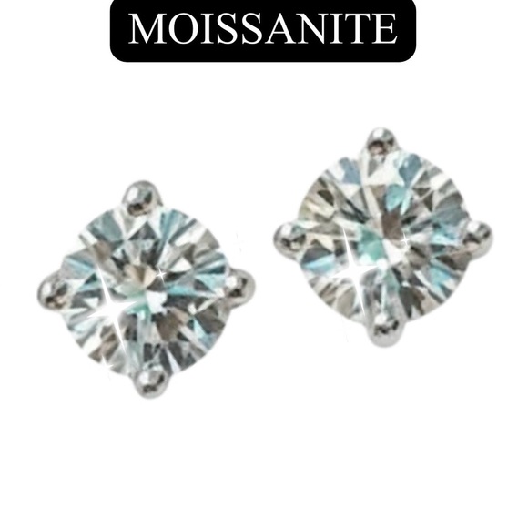2J: MOISSANITE: 1 CTW Stud Earrings NIB